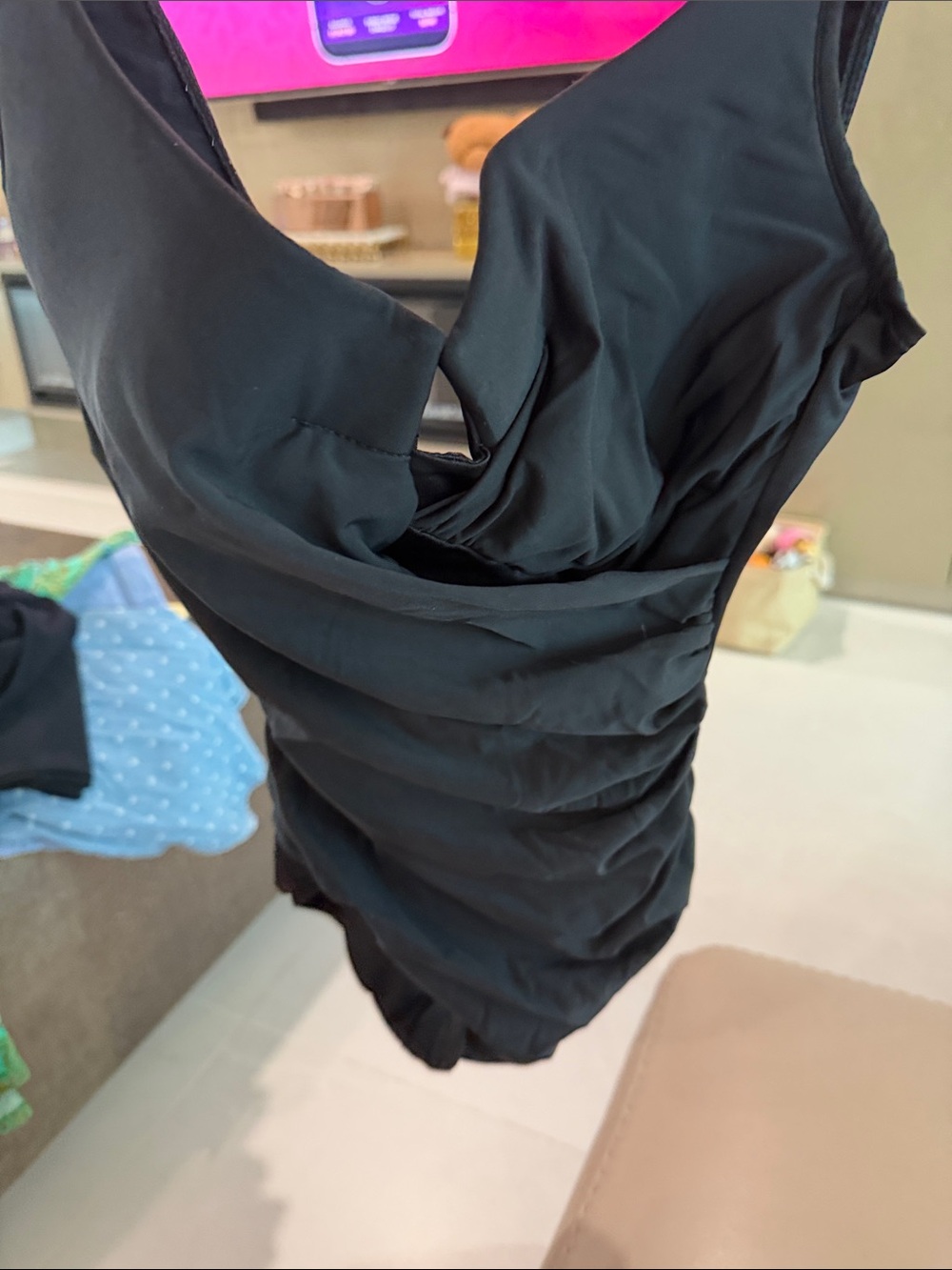 Miraclesuit Black Ruched V-Neck One-Piece Swimsuit